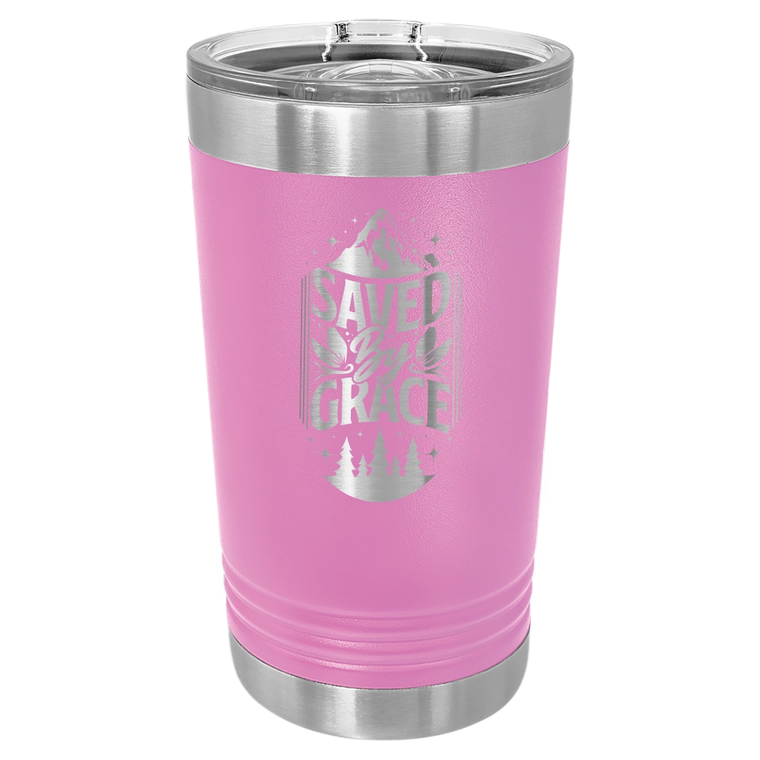 Saved by Grace - 16oz Stainless Steel Pint Glass