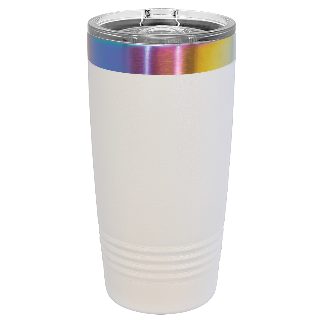 20 oz Rainbow Prism tumbler, White