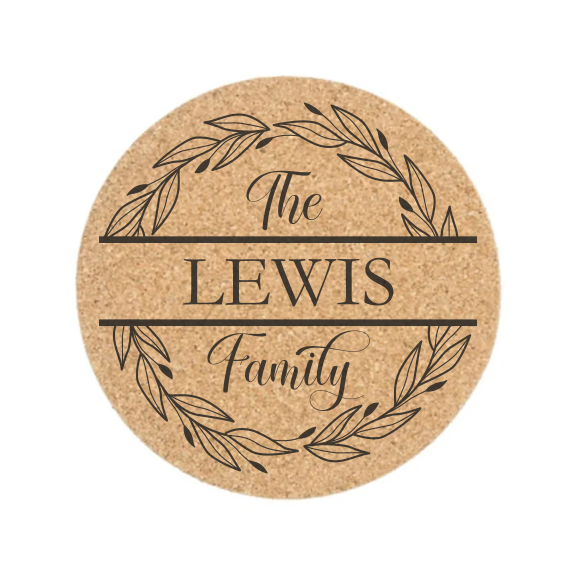 Monogram Cork Coaster - Light Wreath (Set of 4)