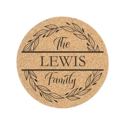 Monogram Cork Coaster - Light Wreath (Set of 4)