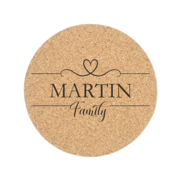 Monogram Cork Coaster - Heart (Set of 4)