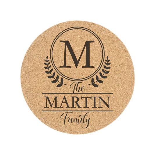 Monogram Cork Coaster - Laurel Ring (Set of 4)