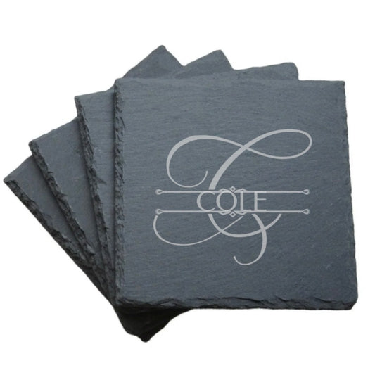 Elegant Monogram Slate Coaster