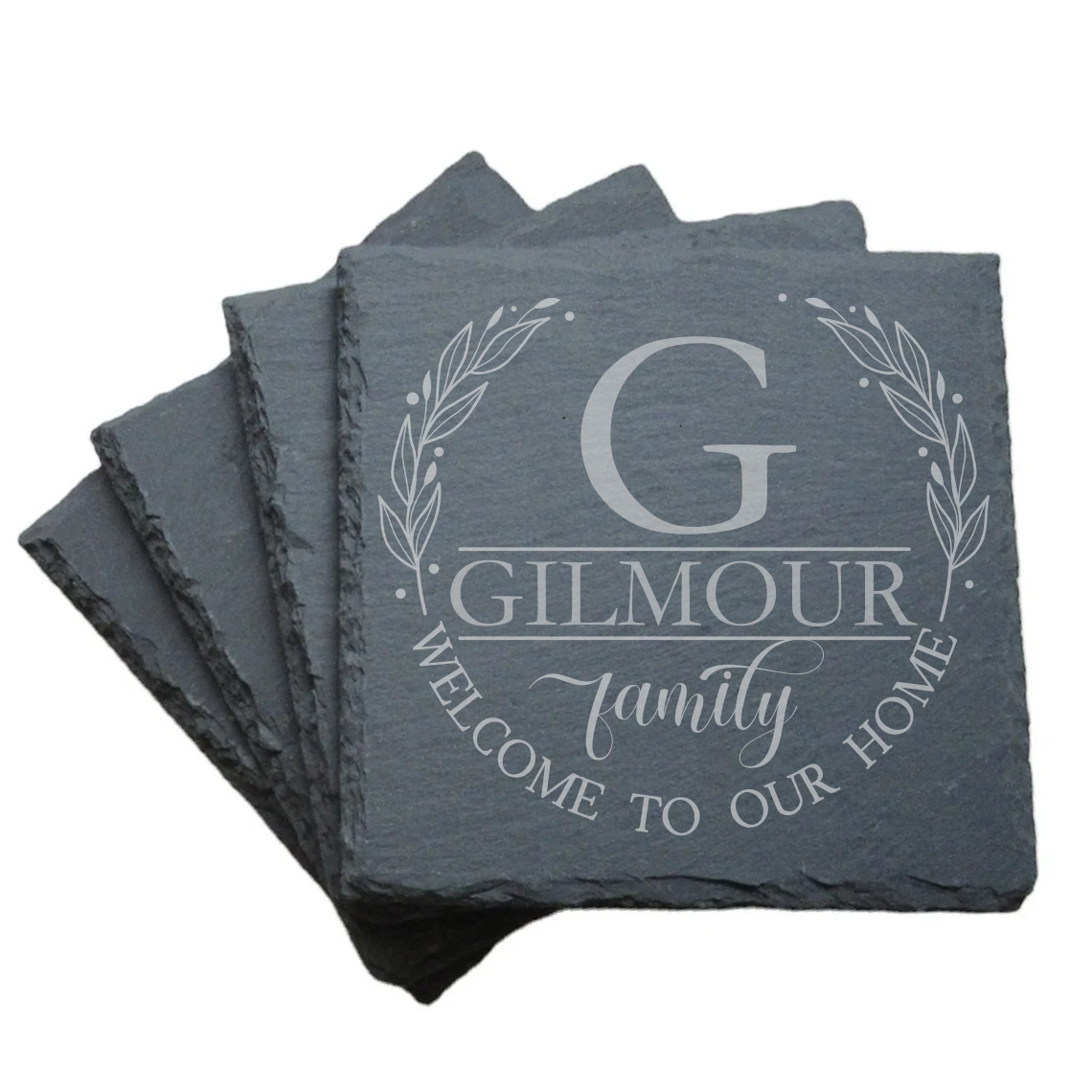Monogram Slate Coaster - Welcome (Set of 4)