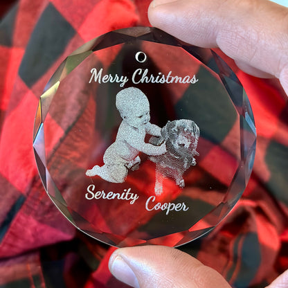 Custom Laser Engraved Crystal Ornament