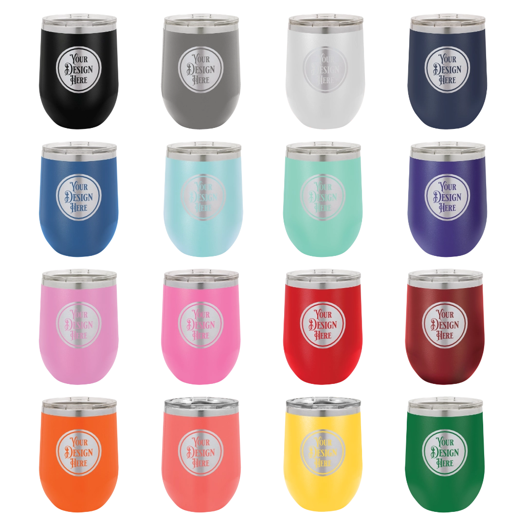12oz Stainless Steel Wine Tumbler - Custom Laser Engraved