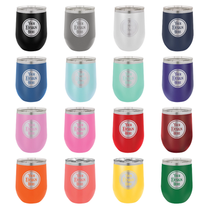 12oz Stainless Steel Wine Tumbler - Custom Laser Engraved
