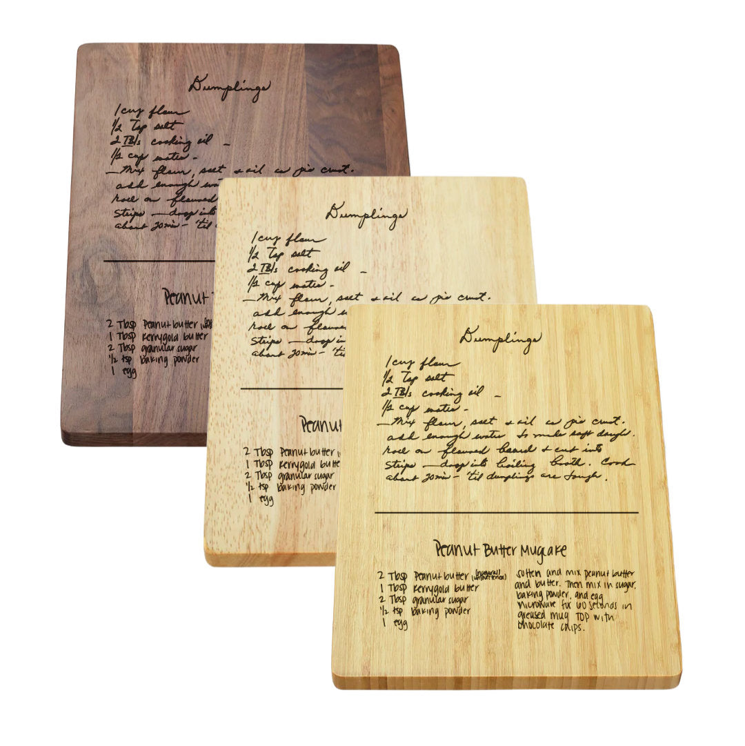 Engraved Handwritten Recipe Solid Wood Cutting Board (13.75" x 9.75")