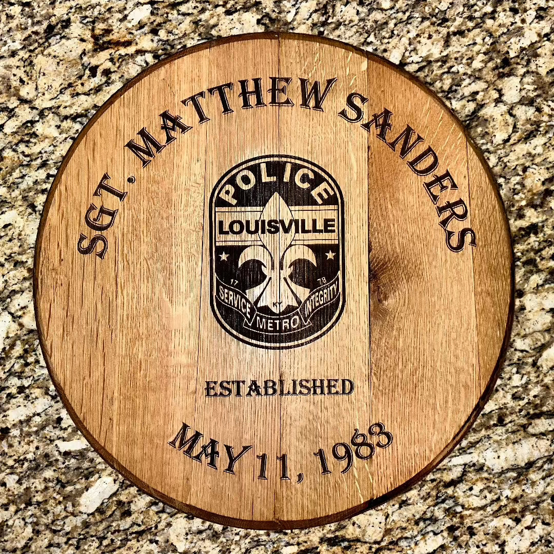 Custom Laser Engraved Bourbon Barrel Head
