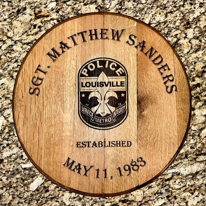 Custom Laser Engraved Bourbon Barrel Head