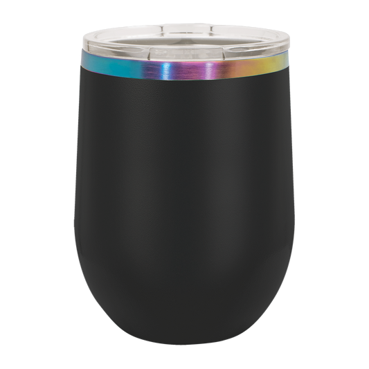 12 oz Rainbow Prism wine tumbler, Black
