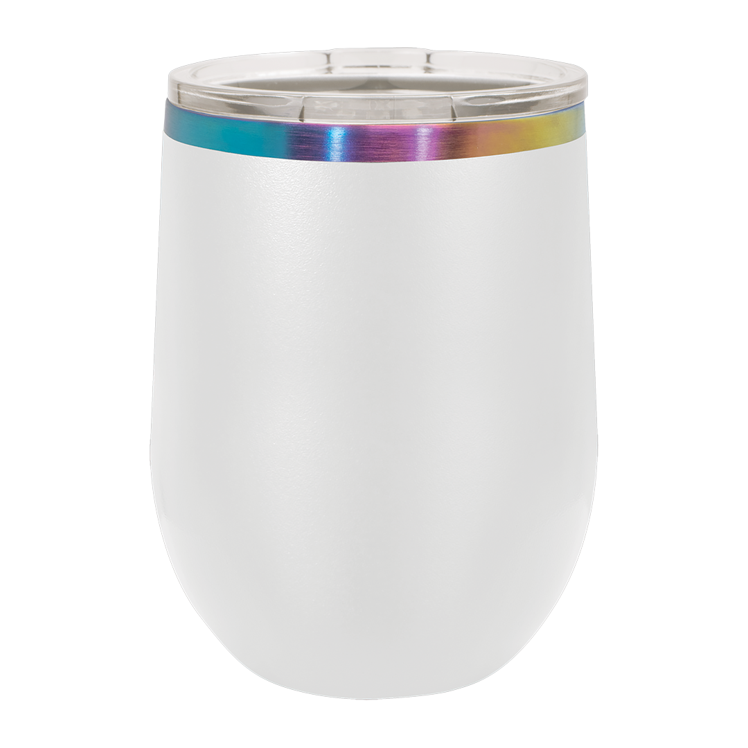 12 oz Rainbow Prism wine tumbler, White