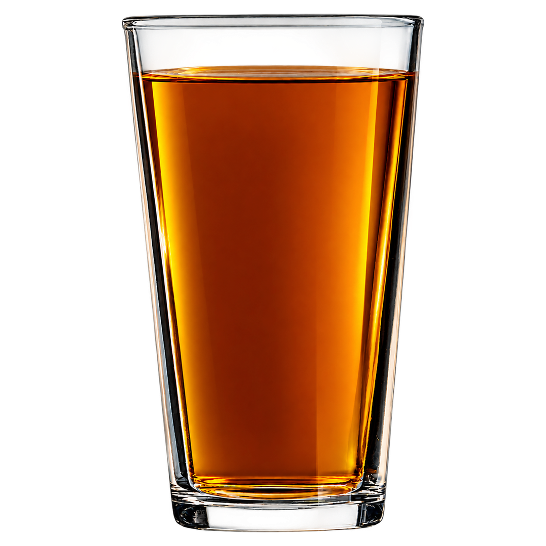 16 oz pint glass with bourbon
