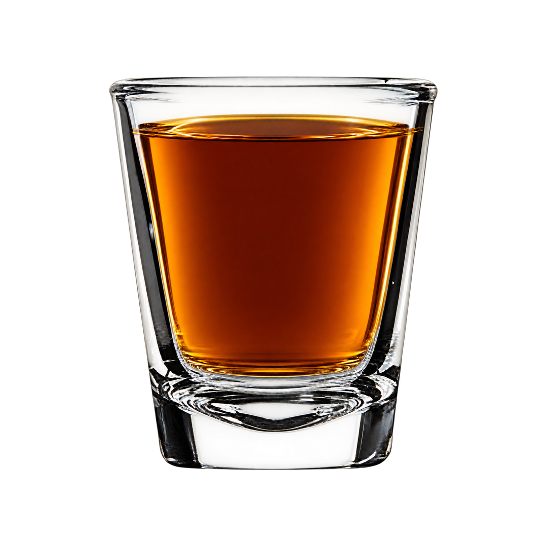 1.7 oz shot glass with bourbon