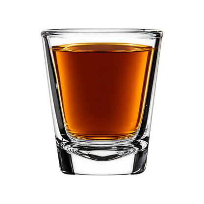 1.7 oz shot glass with bourbon