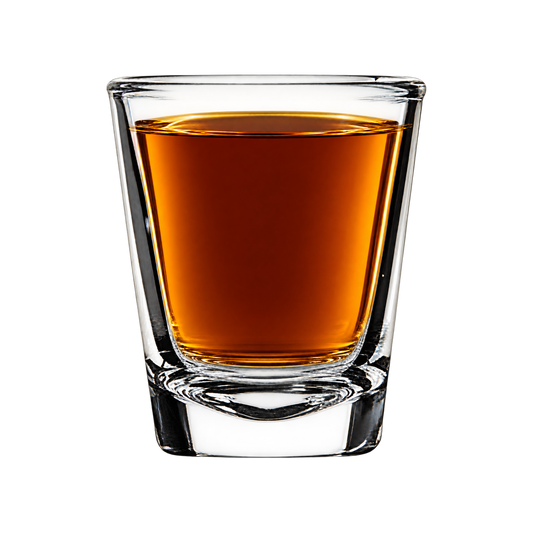 1.7 oz shot glass with bourbon