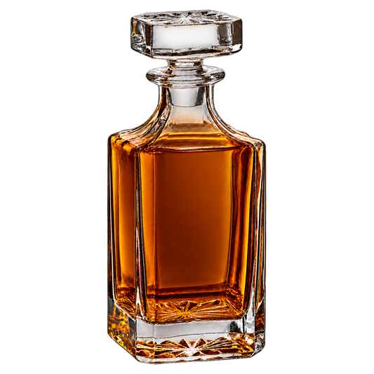 750 ml square glass decanter with bourbon