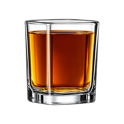 2.25 oz square shot glass with bourbon