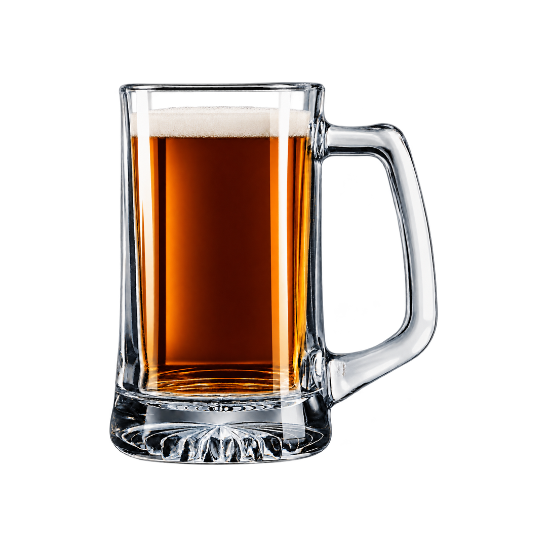25 oz glass beer stein with beer