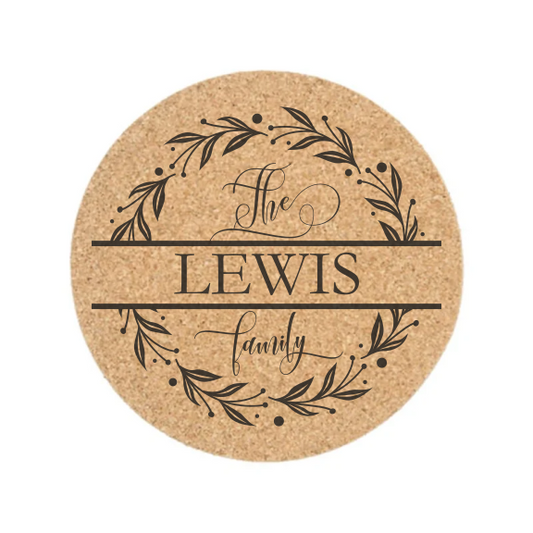 Monogram Cork Coaster - Dark Wreath (Set of 4)