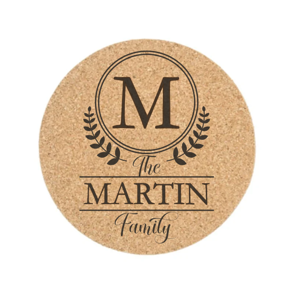 Monogram Cork Coaster - Laurel Ring (Set of 4)