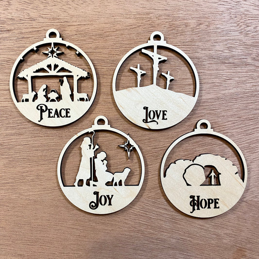 Christmas Ornament Bundle (Peace, Joy, Love, Hope)