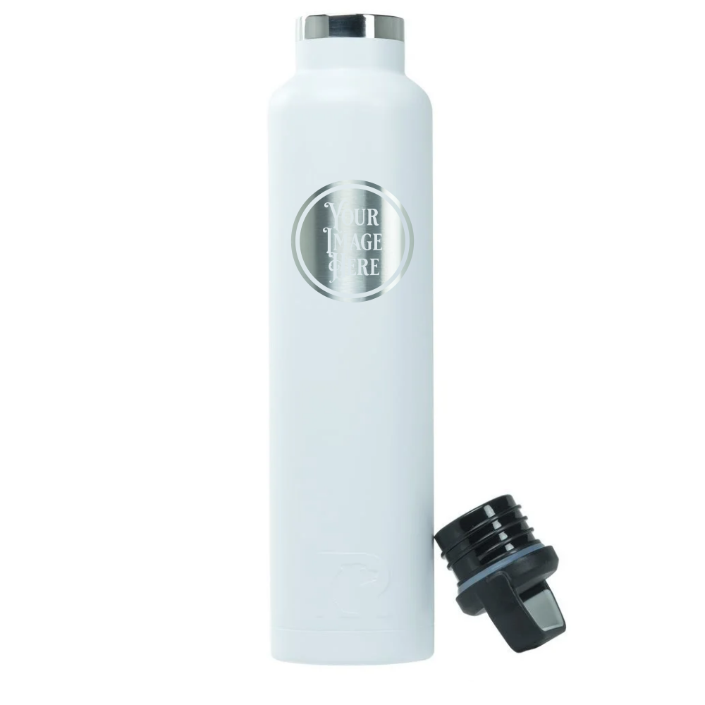White 26oz Custom Laser Engraved Water Bottle